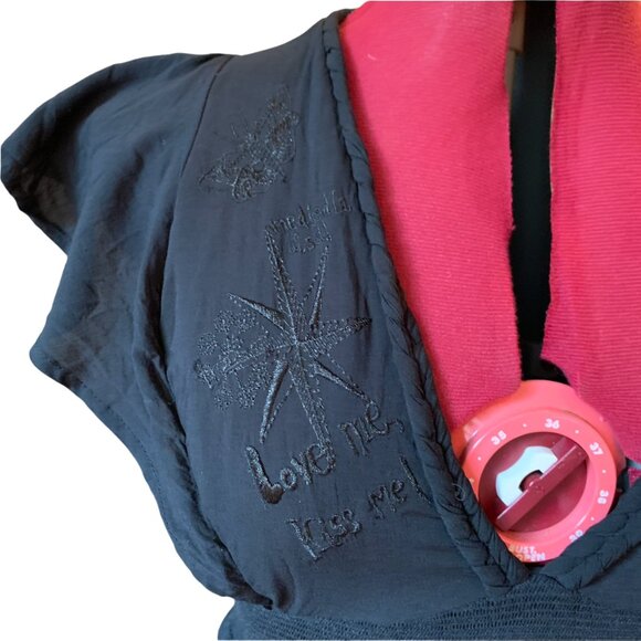 DESIGUAL - Black with pink green Floral prints + sequins - maxi dress size 42 - Picture 2 of 11